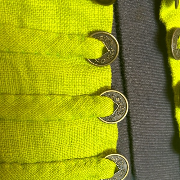 SOLD on a bundle 😊 Peacock Ways Gray Coin Trim Open Mandarin Collar Jacket - Picture 5 of 7